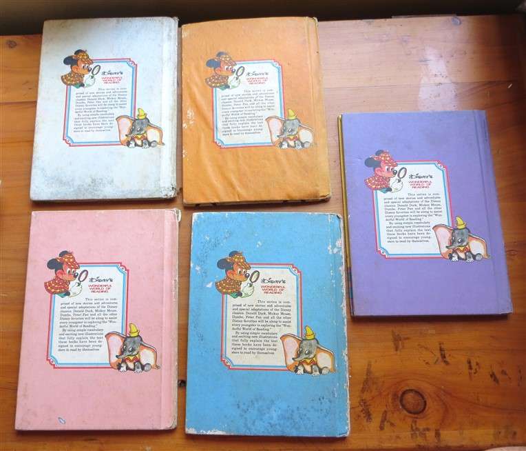 5 x Vintage Walt Disney Hardcover Books