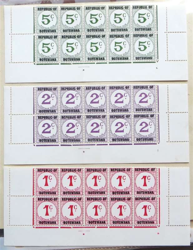 3 x Botswana Postage Due Blocks of 10