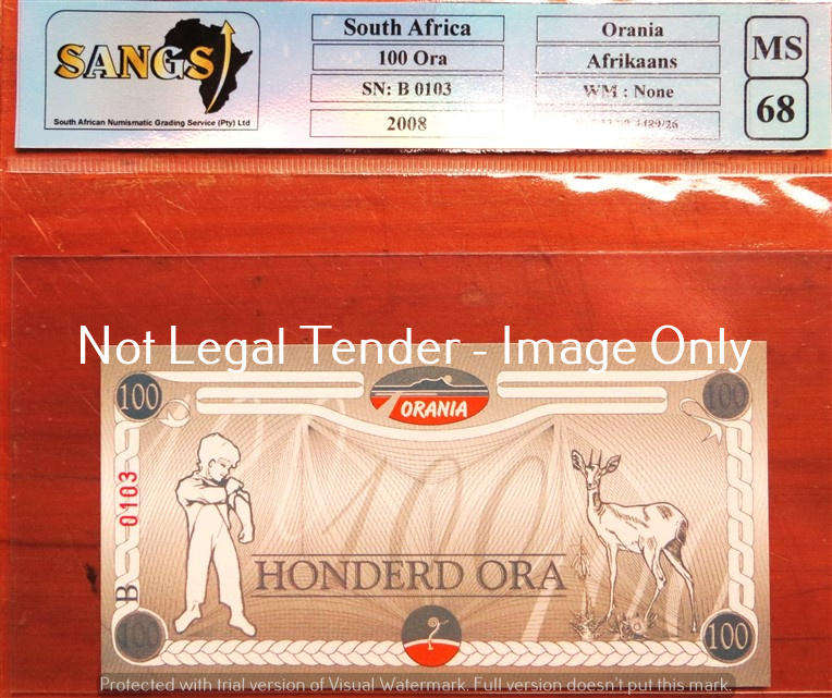 Orania 100 Ora - Graded Note - SANGS MS68
