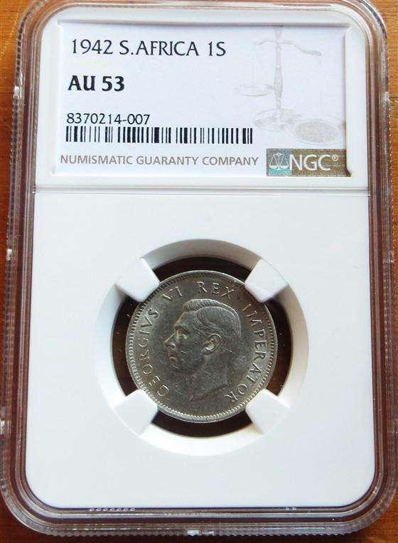 1942 SA Union 1 Shilling AU53 NGC