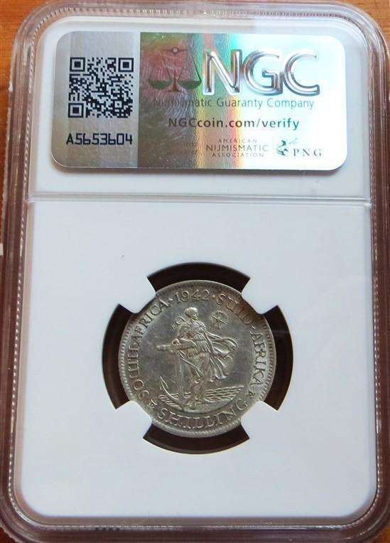 1942 SA Union 1 Shilling AU53 NGC