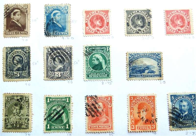 Newfoundland Early Stamps Lot on Pages