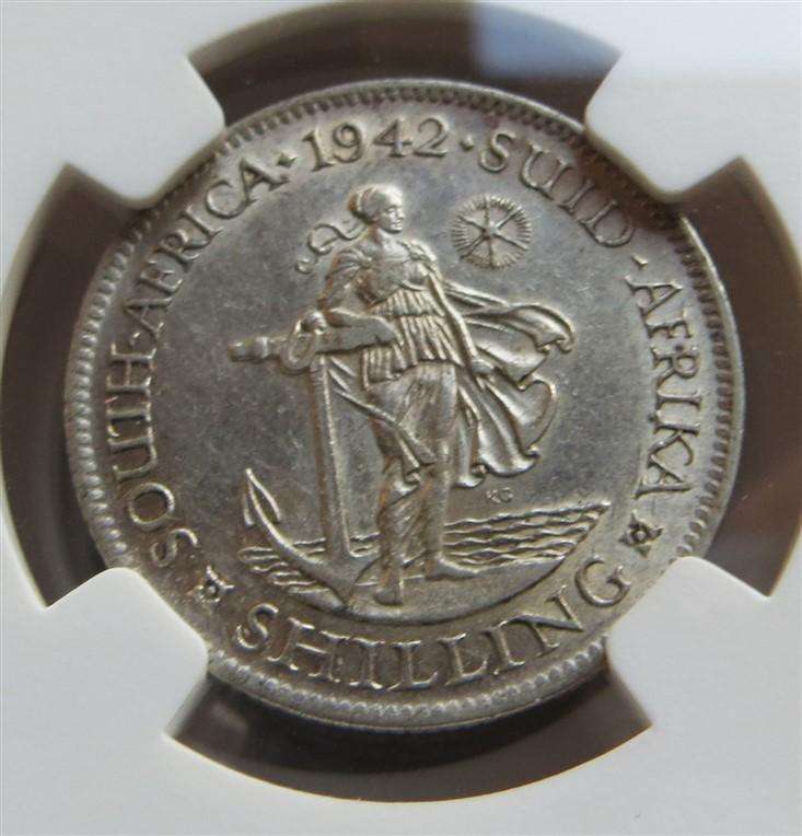 1942 SA Union 1 Shilling AU53 NGC
