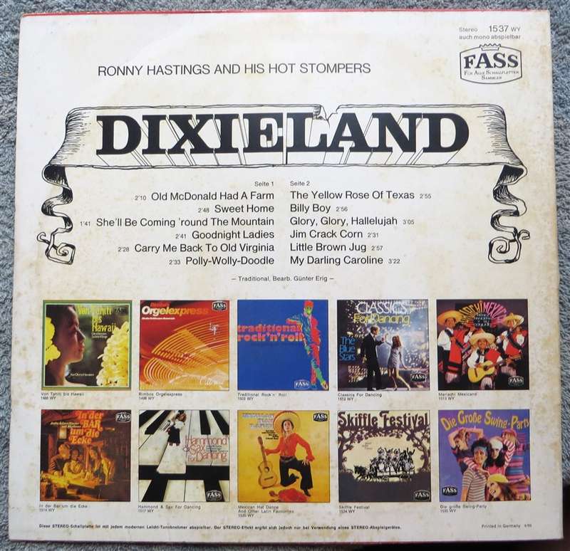 Dixieland - Ronny Hastings and is Hot Stompers - Vintage Vinyl LP - VG