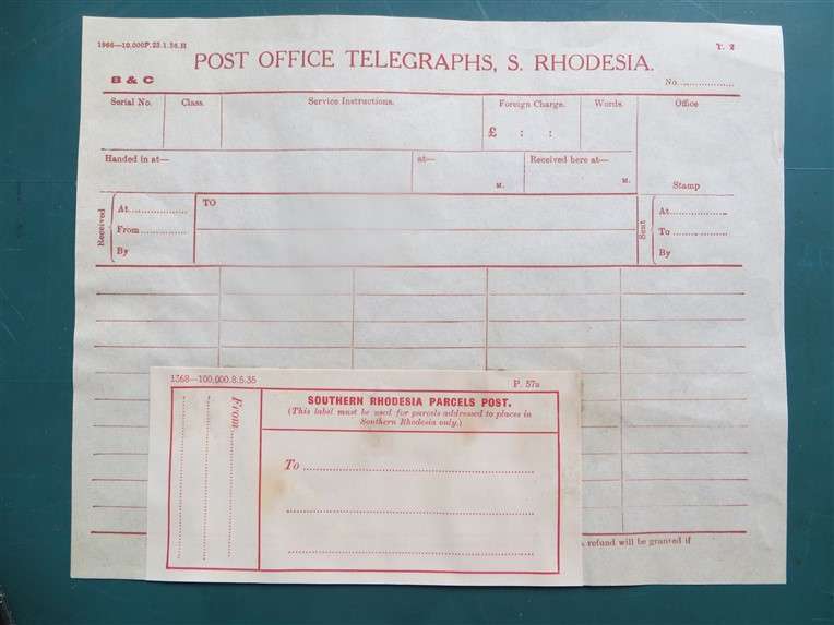 Southern Rhodesia Post Office Telegraph Form - Unused