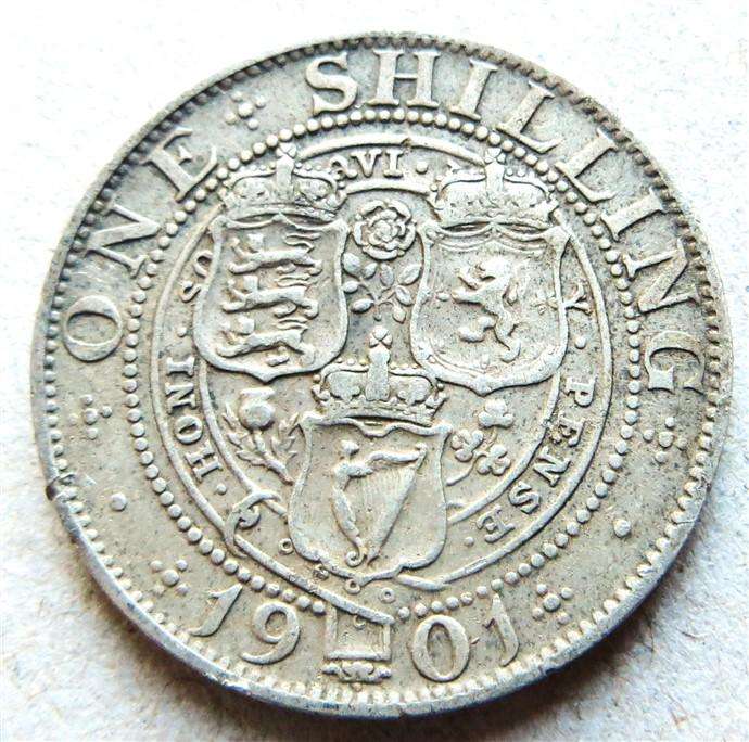 1901 Gb Victoria 1 Shilling Silver