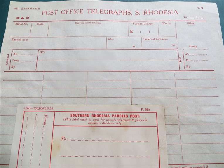 Southern Rhodesia Post Office Telegraph Form - Unused