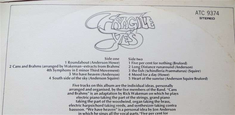 Fragile - Yes - Vintage LP - G