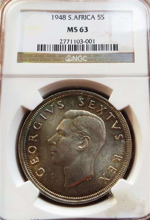 1948 5 Shillings Crown Silver NGC MS63