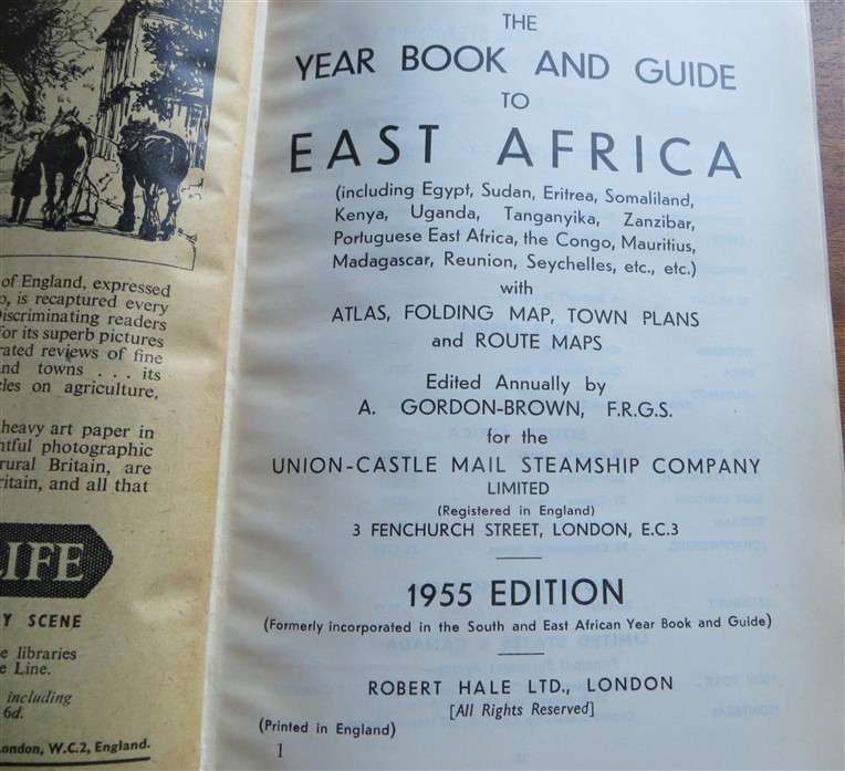 1955 The Castle Union Line - Guide to East Africa with Original Map