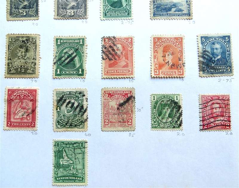 Newfoundland Early Stamps Lot on Pages