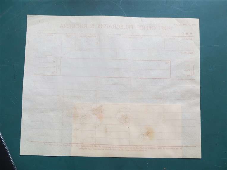 Southern Rhodesia Post Office Telegraph Form - Unused