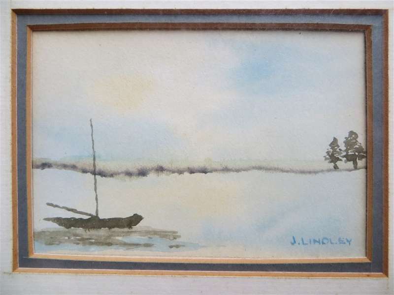 Original Small Watercolour Seascape / landscape - J.Lindley