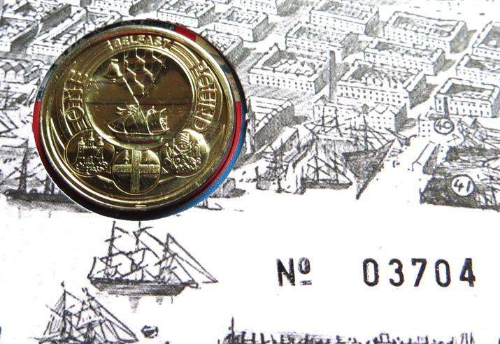 Belfast Northern Island  - BUNC 1 Pound - Numbered Coin & Royal Mail Stamp Issue FDC