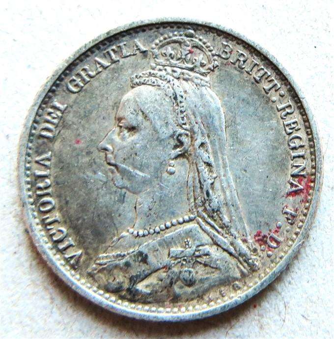 1889 Gb Victoria 6d Sixpence Silver