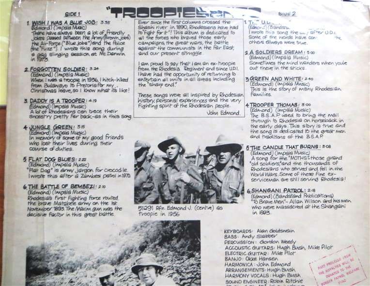 John Edmond - Troopiesongs - Vintage Vinyl - VG