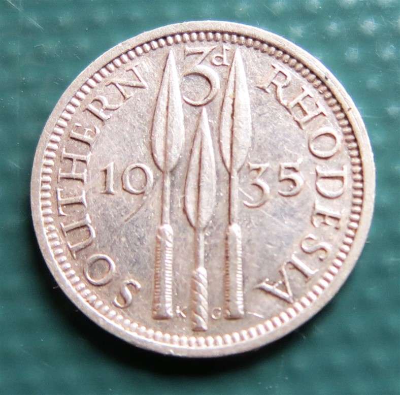 1935 Southern Rhodesia 3d Silver