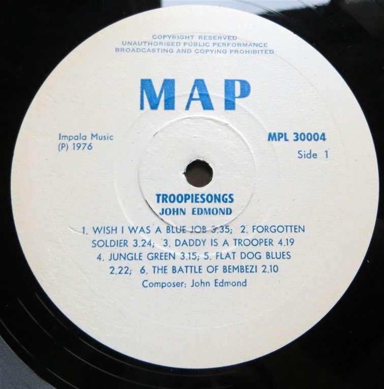 John Edmond - Troopiesongs - Vintage Vinyl - VG