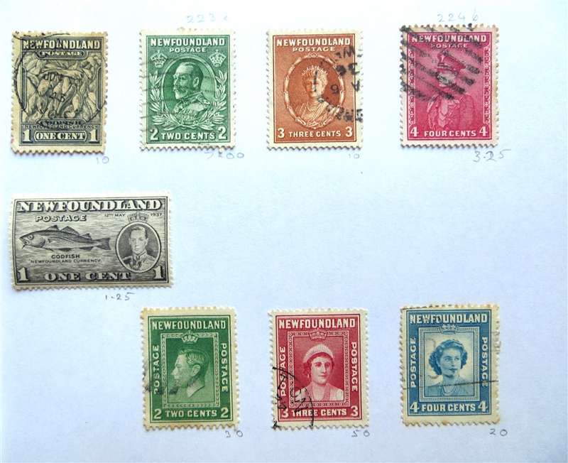 Newfoundland Early Stamps Lot on Pages