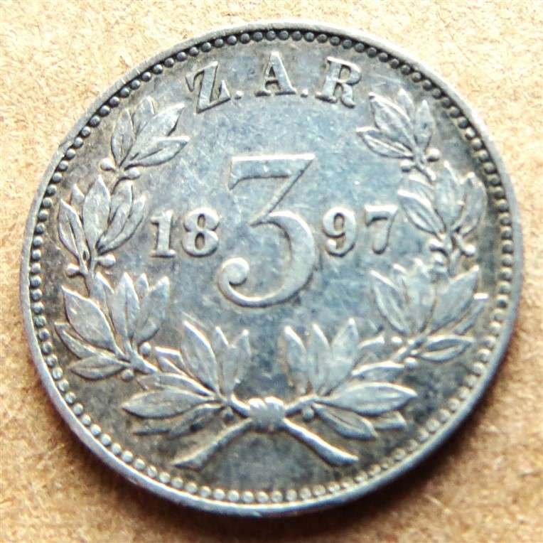 ZAR 1897 Three Pence 3d Silver