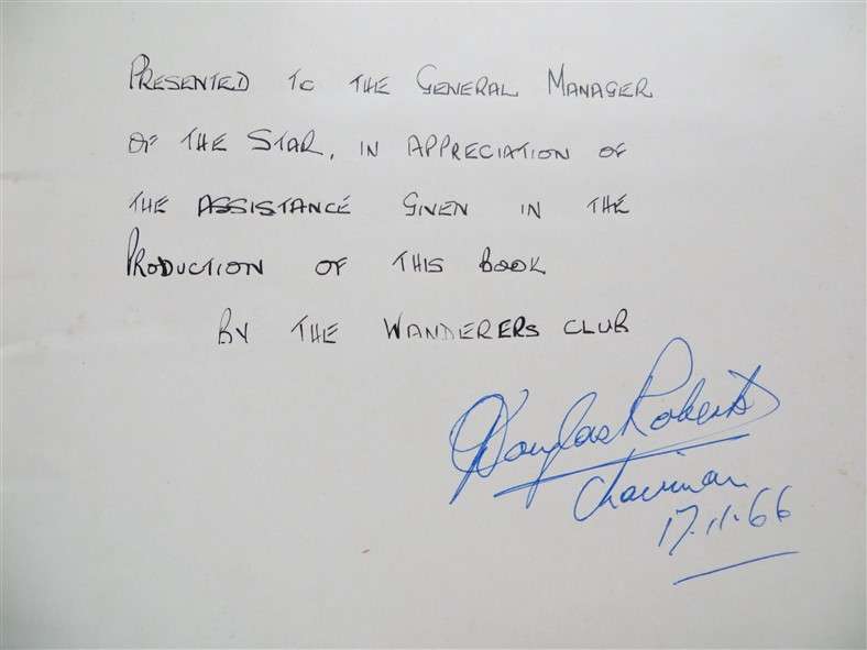 Old Gold - Thelma Gutsche - History of Wanderers Club - Signed by Chairman
