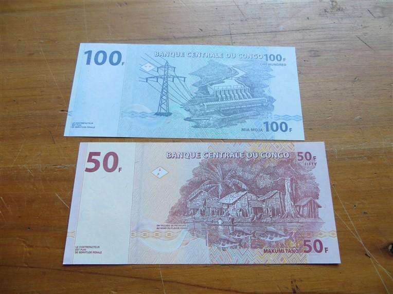 Bank Central Du Congo 50 Francs + 100 Francs Notes