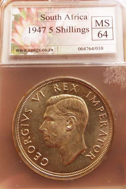 1947 5 Shillings Crown Silver SANGS MS64