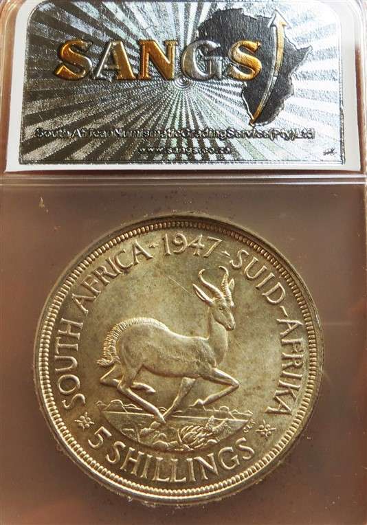 1947 5 Shillings Crown Silver SANGS MS64