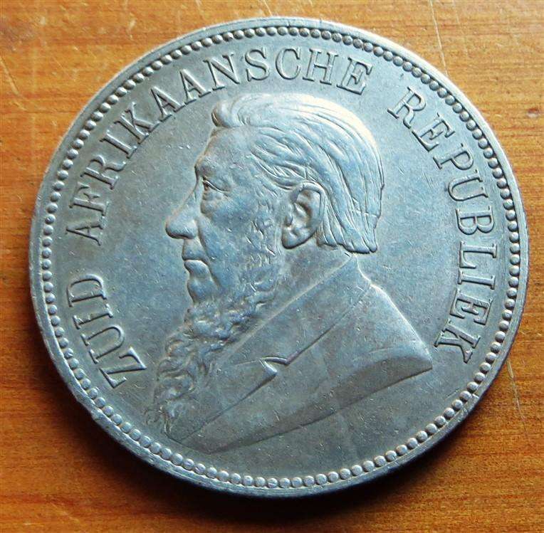 1892 ZAR 5 Shillings Crown Single Shaft Silver - See Condition