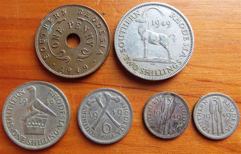 6 x 1949 Southern Rhodesia Coin Lot - 1 Bid