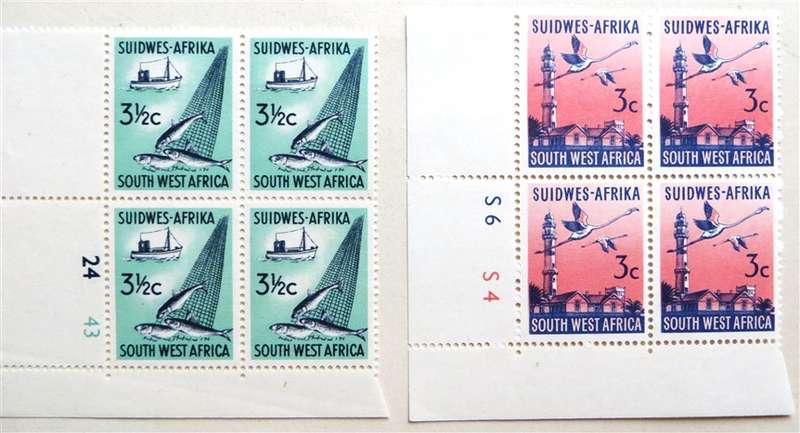 South West Africa SWA - Control Blocks 3 1/2c 24 43 + 3c