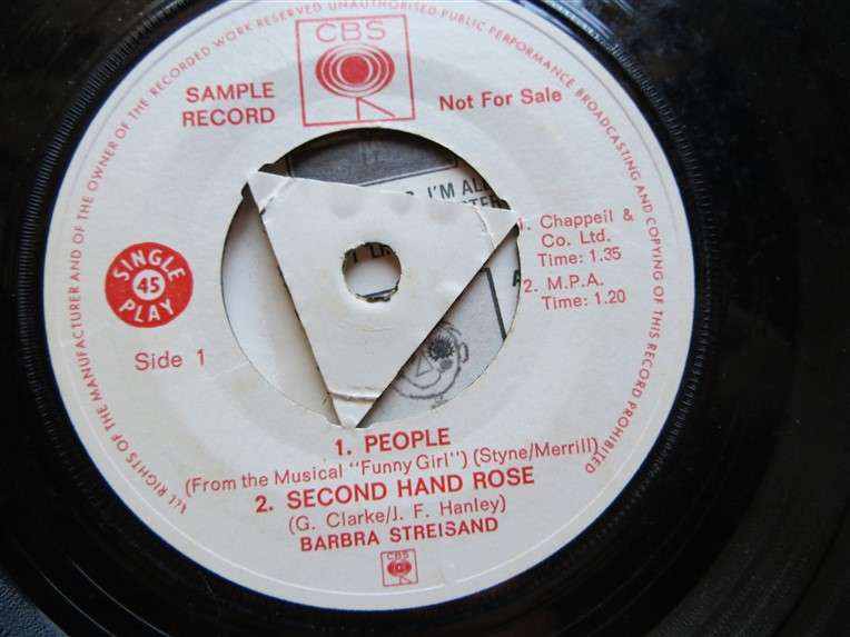Barbra Streisand Sample Record SA Promo 1966 7" vinyl 7 single