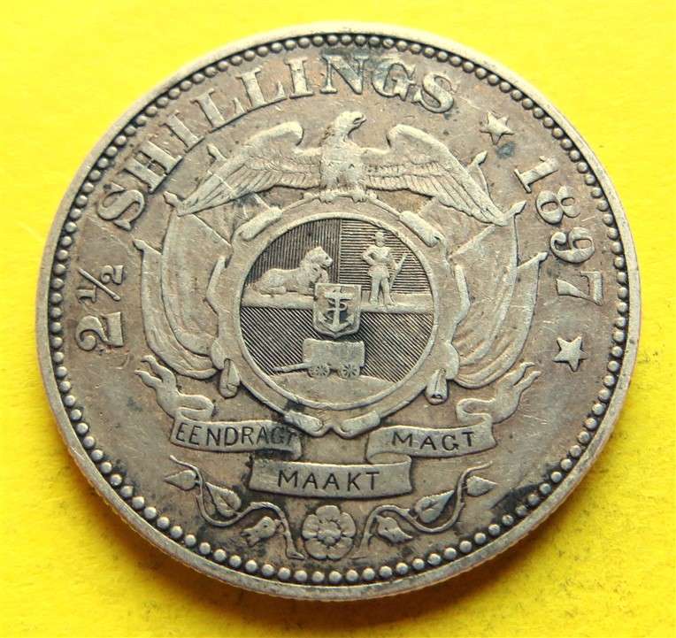 1897 ZAR 0.925 Silver 2/6 Half Crown Coin