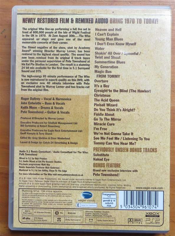 The Who - Live at the isle of White festival 1970 - Special DVD