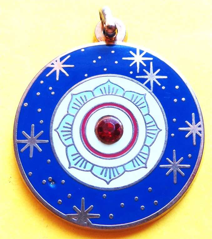 Unknown Pendant Blue with Red Stone/Gem/Glass in Center