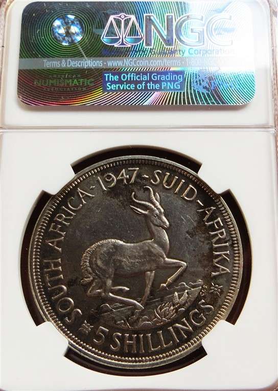 1947 5 Shillings Crown Silver NGC PF62