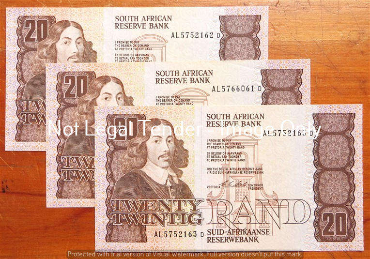 Stals R20 Notes Consecutive Numbers 1st Issue AL Prefix - Bod per Note