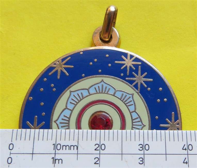 Unknown Pendant Blue with Red Stone/Gem/Glass in Center