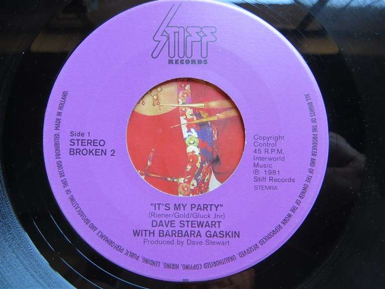 Dave Stewart & Barbara Gaskin - It's My Party Vinyl 7 single