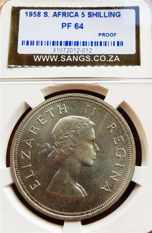 1958 5 Shillings Crown Silver SANGS PF64