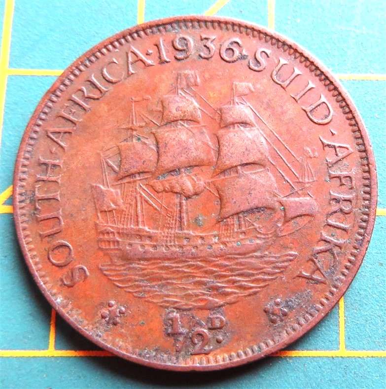 1936 SA Union Half Penny 1/2d Coin