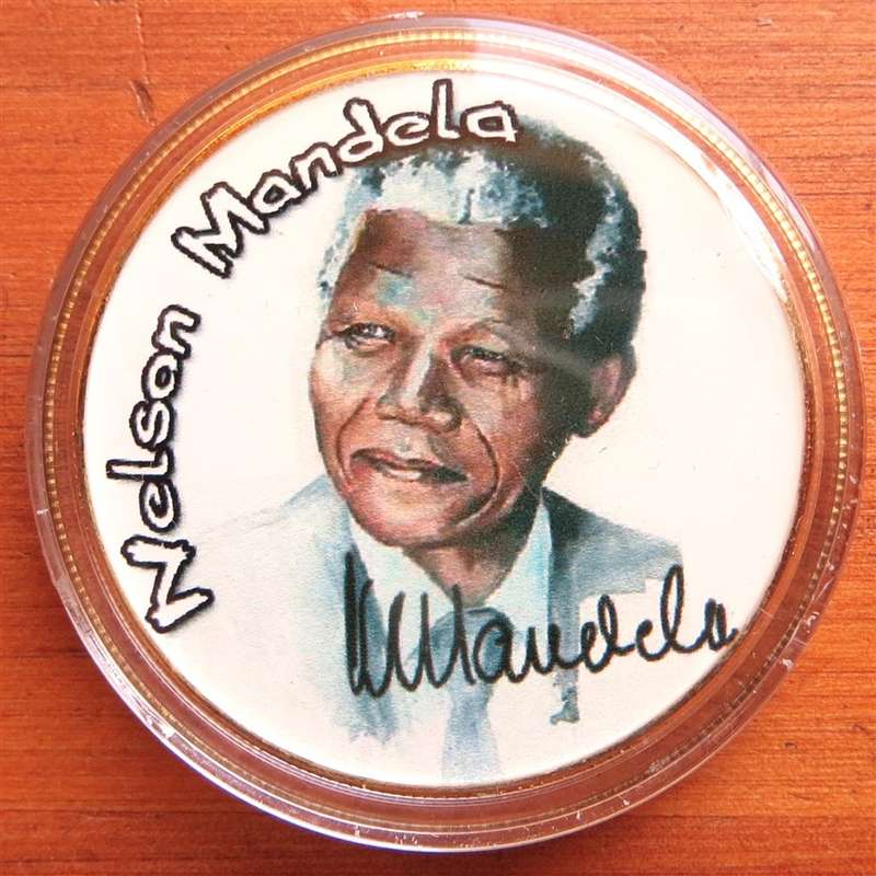 Nelson Mandela Cook Island Commemoration Colourized Crown Coin