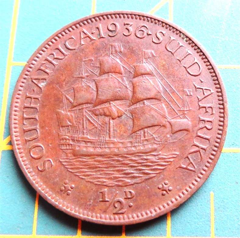 1936 SA Union Half Penny 1/2d Coin