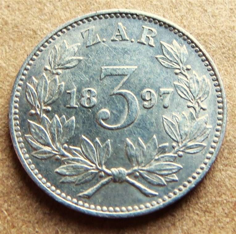 ZAR 1897 Three Pence 3d Silver