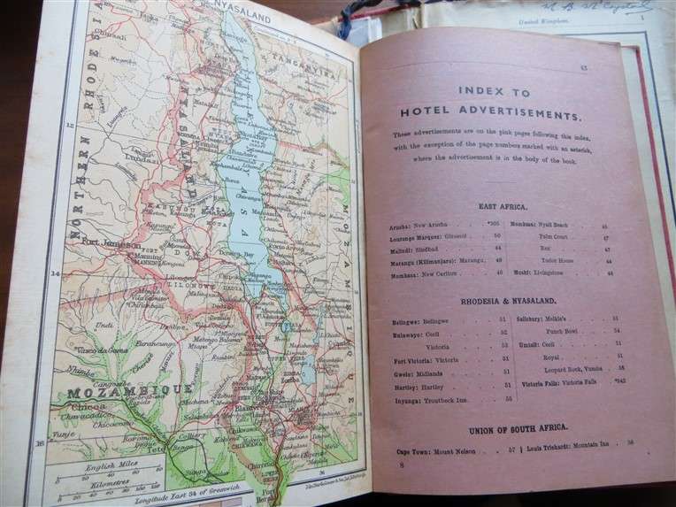 1958 + 1959 The Castle Union Line - Guide to East Africa & Rhodesia with Original Maps