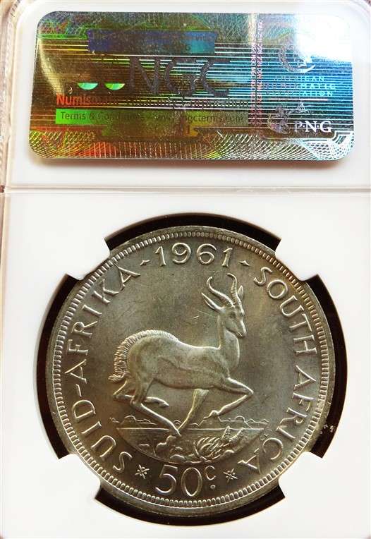 1961 5 Shillings Crown Silver NGC MS63