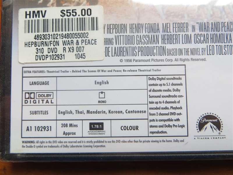 War & Peace DVD - sealed - region 3