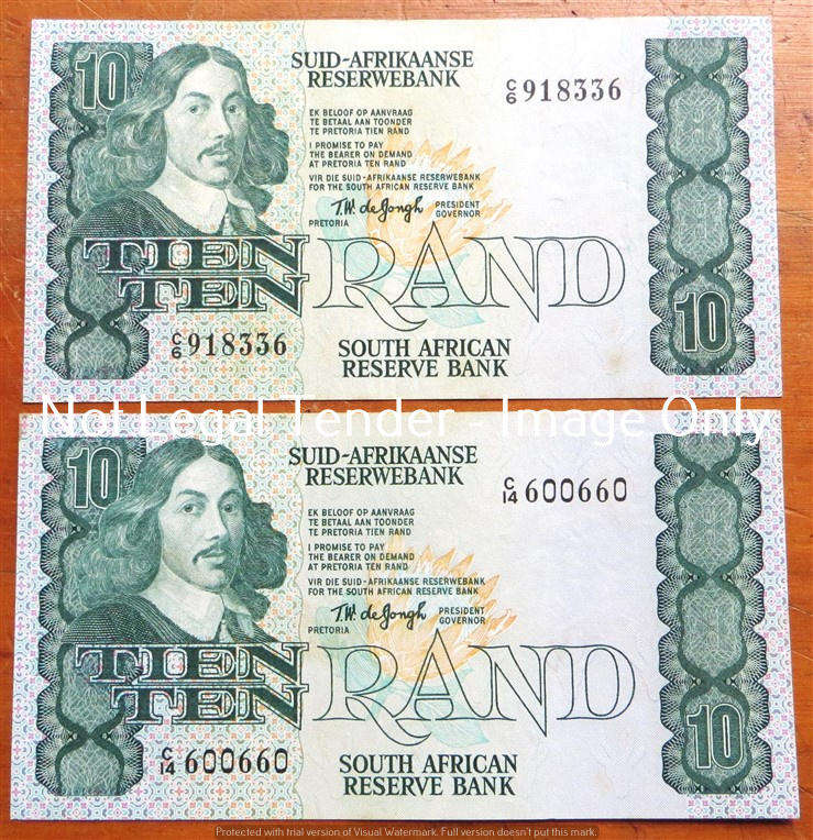 2 x TW De Jongh R10 Notes C6 / C14- Bid per Note