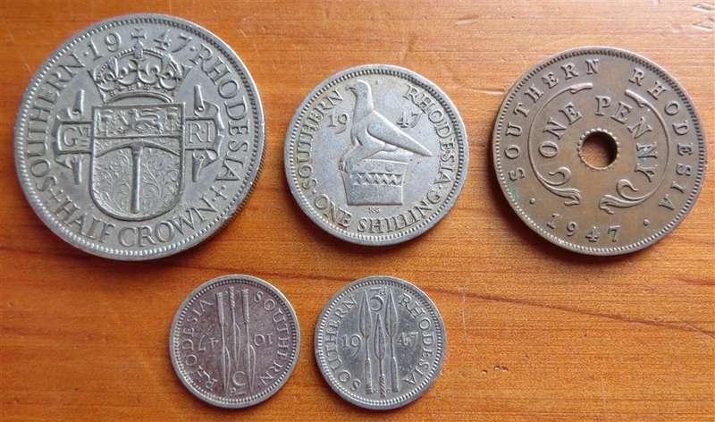 5 x 1947 Southern Rhodesia Coin Lot - 1 Bid
