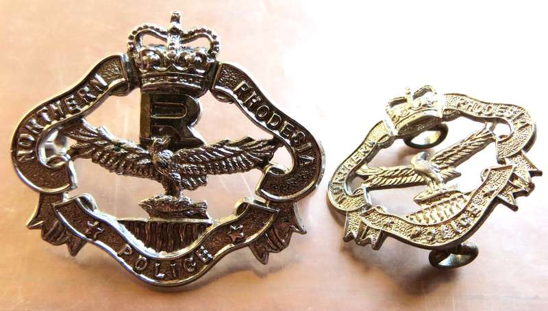 2 x Northern Rhodesia Police Badges - Cap & Collar?